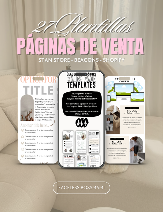 27 PLANTILLAS DE PAGINAS DE VENTA STAN STORE/BEACONS/SHOPIFY